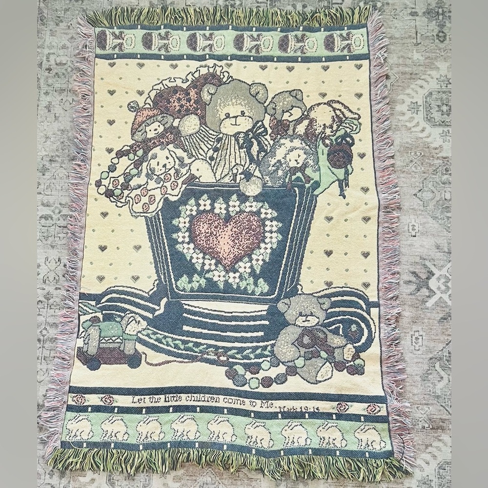 Vintage Lucy Rigg Bear Baby Blanket 1992 - 48x34